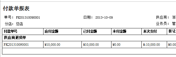 “珠宝进销存管理系统的付款单报表”